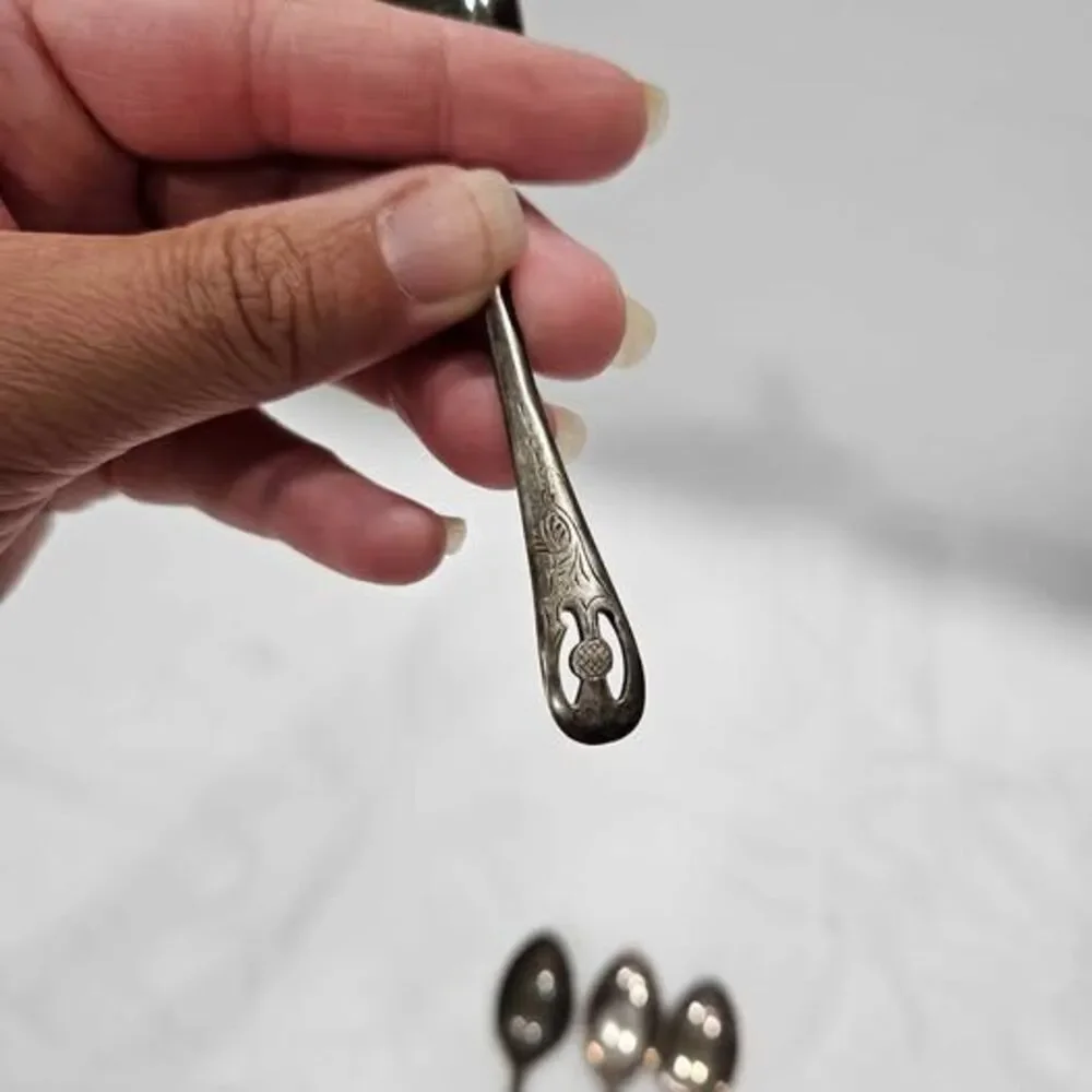 Set of 4 Vintage Decorative very small sugar tea Spoons